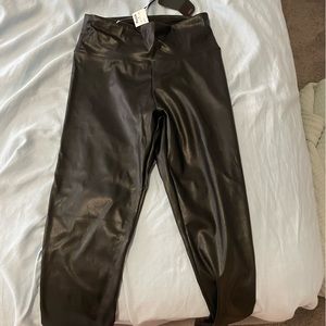 Tight leather leggings